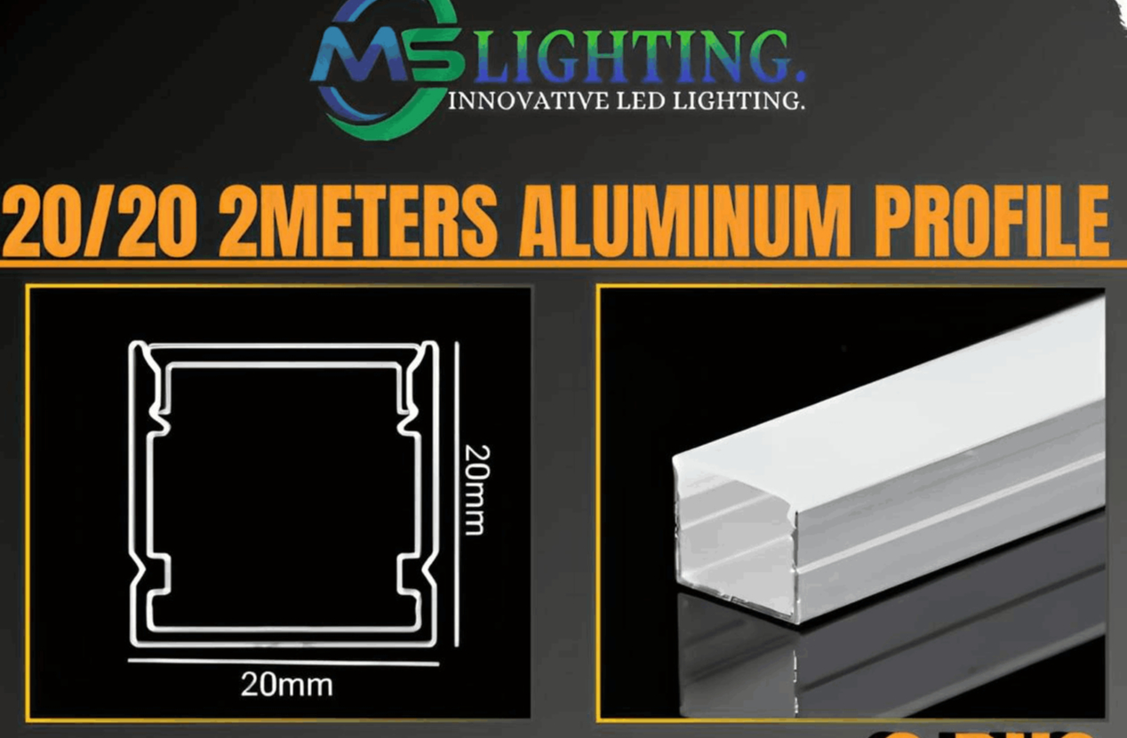 20x20mm Aluminum LED Profile Channel – 2 Meter Length with Diffuser Cover( 5 pcs pack)