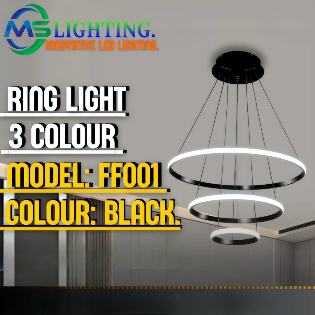 Modern LED Ring Pendant Light FF001 Black 3 Colour UAE
