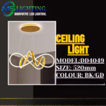 Modern LED ceiling light DD4049 infinity pendant black gold 520mm