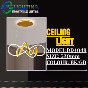 Modern LED ceiling light DD4049 infinity pendant black gold 520mm