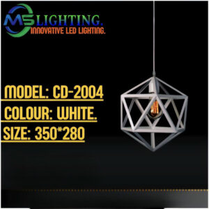 Modern White Geometric Pendant Light with Metal Frame