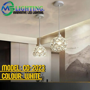 Modern White Pendant Light with Decorative Crystal Design