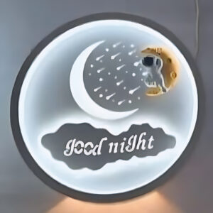 LED Moon & Star “Good Night” Wall Night Light – Soft Glow Kids Room Lamp