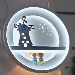 LED Windmill Moon Wall Night Light – Kids Room Decorative Lamp