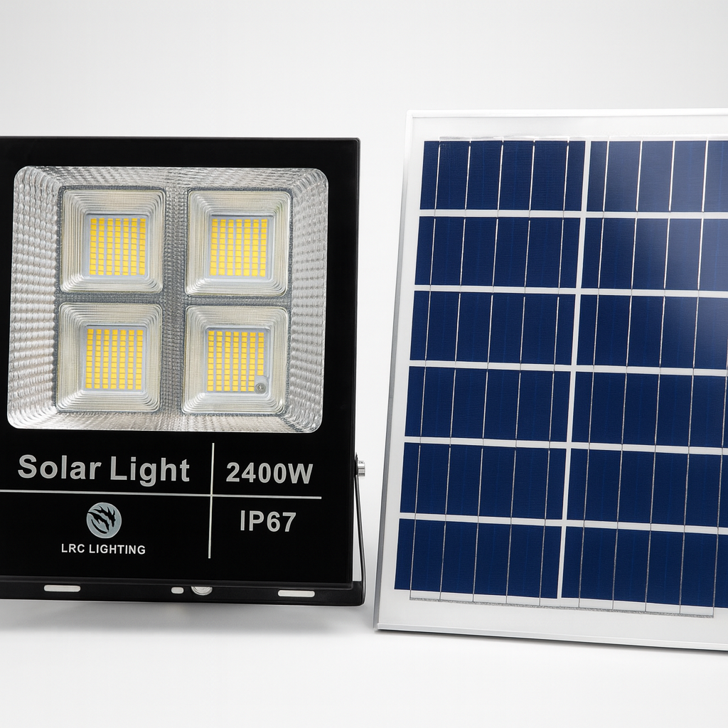 2400W Solar LED Flood Light with External Solar Panel – IP67 Waterproof Outdoor Light